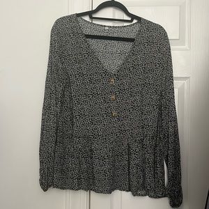 Black floral long sleeve shirt